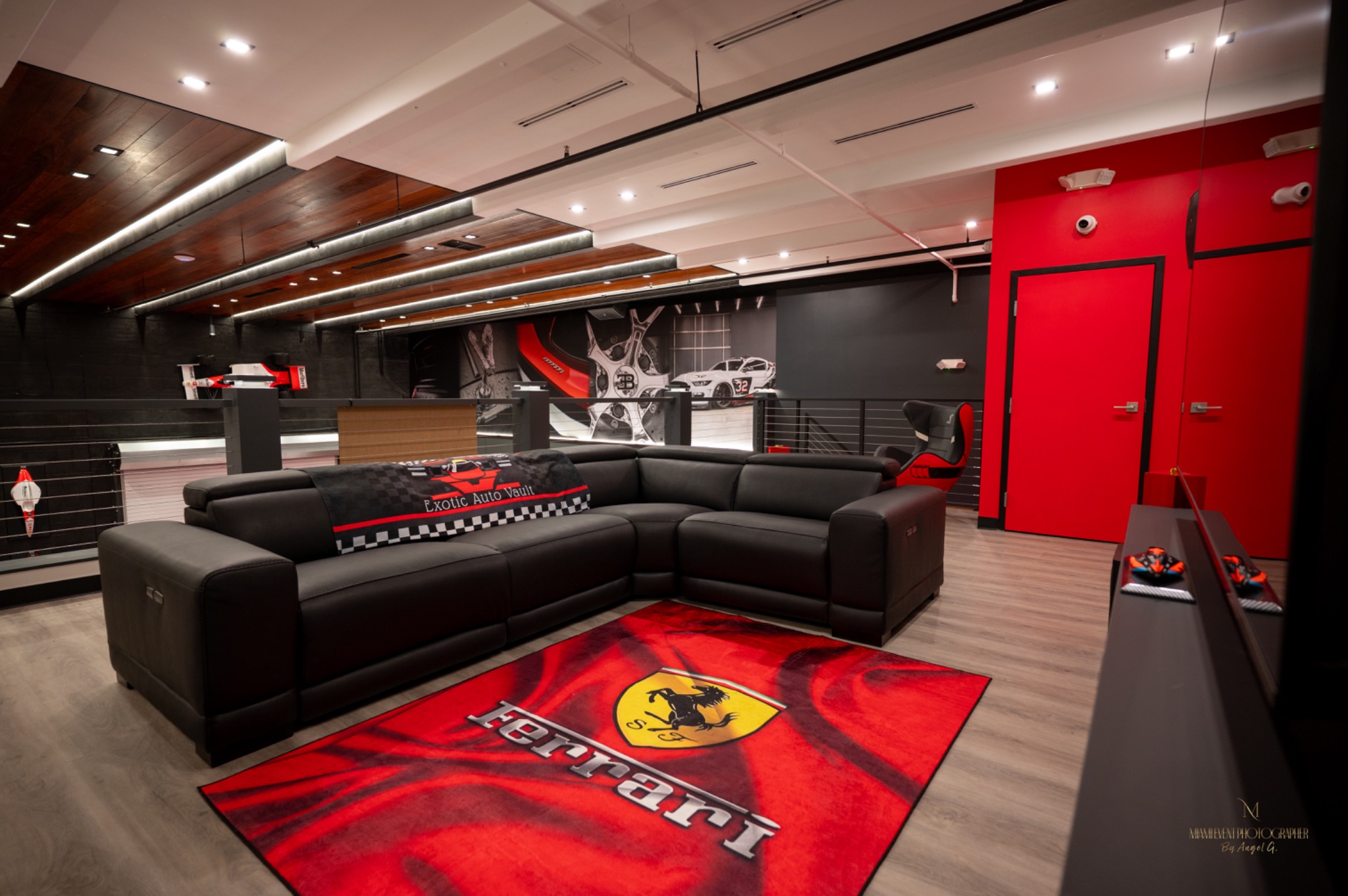 Branded automotive lounge and showroom interior